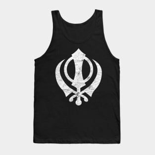 Khanda (Sikh symbol) -  Vintage Faded Style Design Tank Top